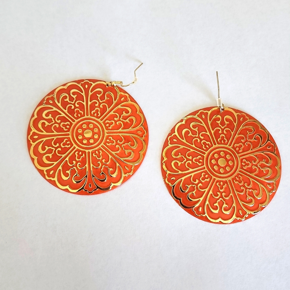 Orange and gold earrings